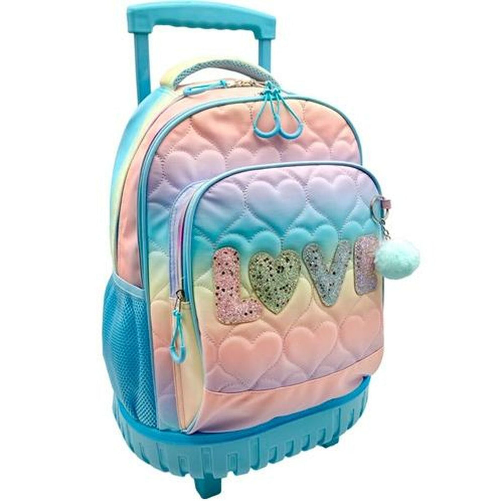 Schulrucksack mit Rädern Blin-Blin Love türkis 43 x 34 x 24 cm