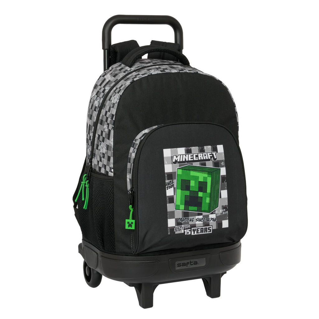 Schulrucksack mit Rädern Minecraft Schwarz grün Grau 33 X 45 X 22 cm