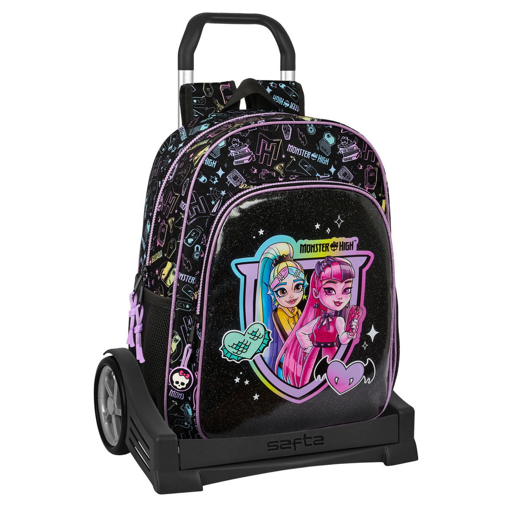 Schulrucksack mit Rädern Monster High Schwarz 33 x 42 x 14 cm