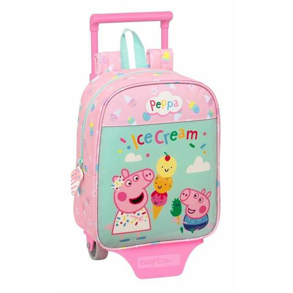 Schulrucksack mit Rädern Peppa Pig Ice Cream grün Rosa 22 x 27 x 10 cm