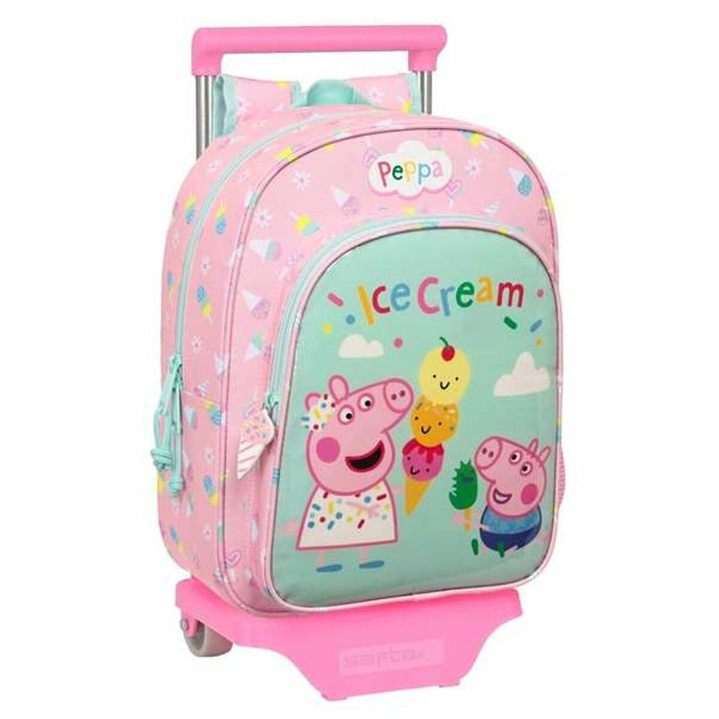 Schulrucksack mit Rädern Peppa Pig Ice cream Minze 26 x 34 x 11 cm