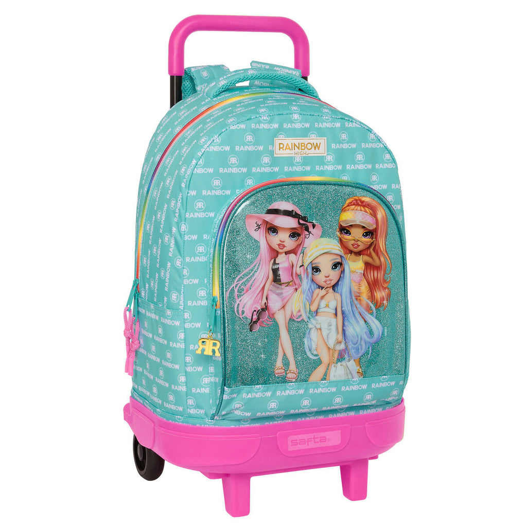 Schulrucksack mit Rädern Rainbow High Paradise türkis 33 X 45 X 22 cm