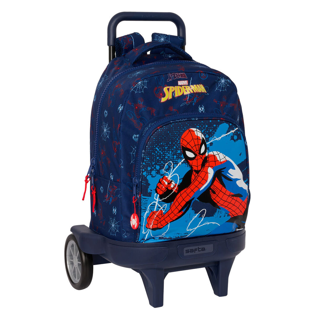 Schulrucksack mit Rädern Spider-Man Neon Marineblau 33 X 45 X 22 cm