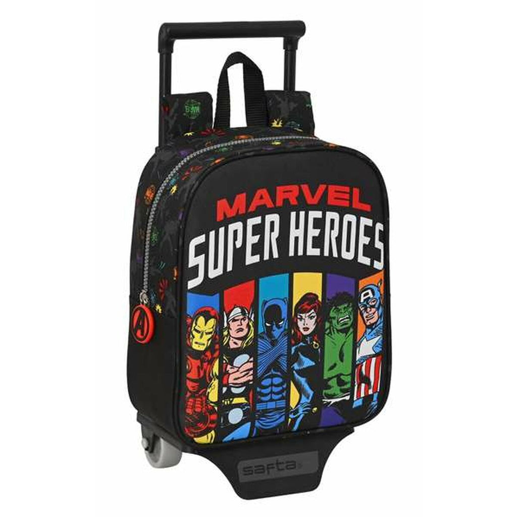 Schulrucksack mit Rädern The Avengers Super heroes Schwarz 22 x 27 x 10 cm