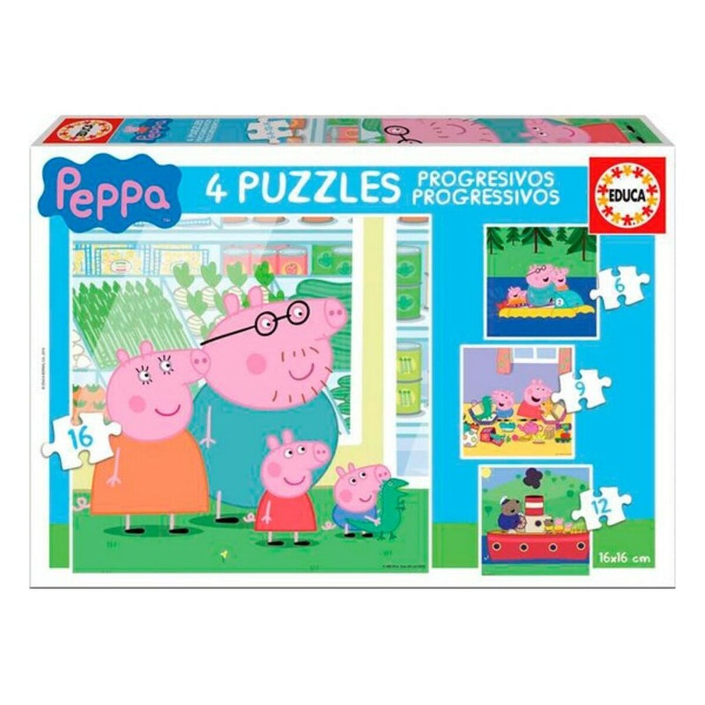 Set mit 4 Puzzeln Peppa Pig Cosy corner  16 x 16 cm