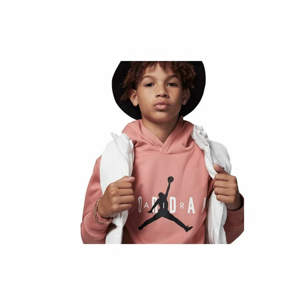 Sweatshirt mit Kapuze für Mädchen Jordan Jumpman Sustainable Weiß Rosa