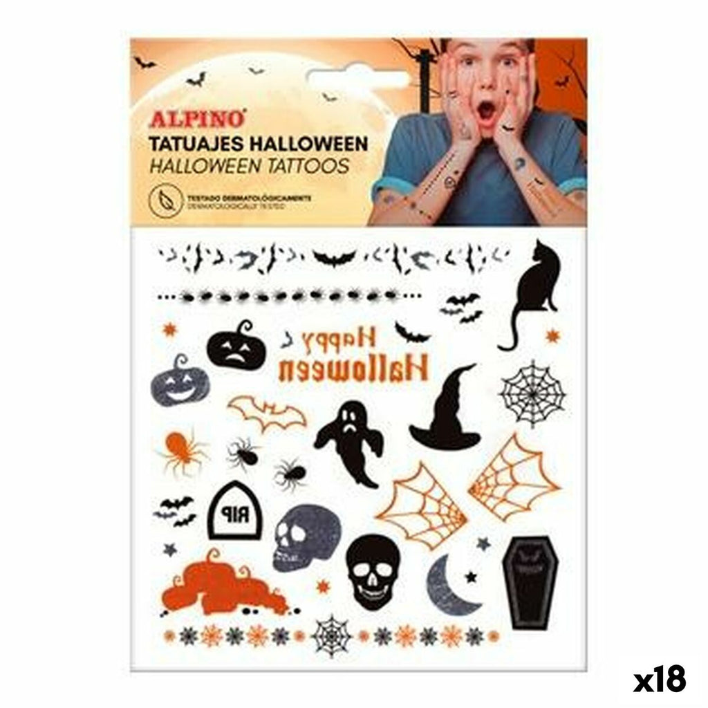 Temporäre Tatoos Alpino Halloween (18 Stück)