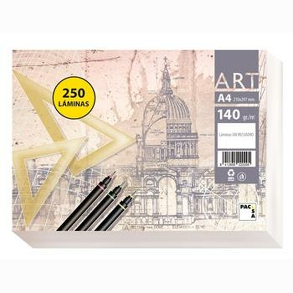 Zeichenpapier Pacsa Weiß A4 250 Blatt (6 Stück)