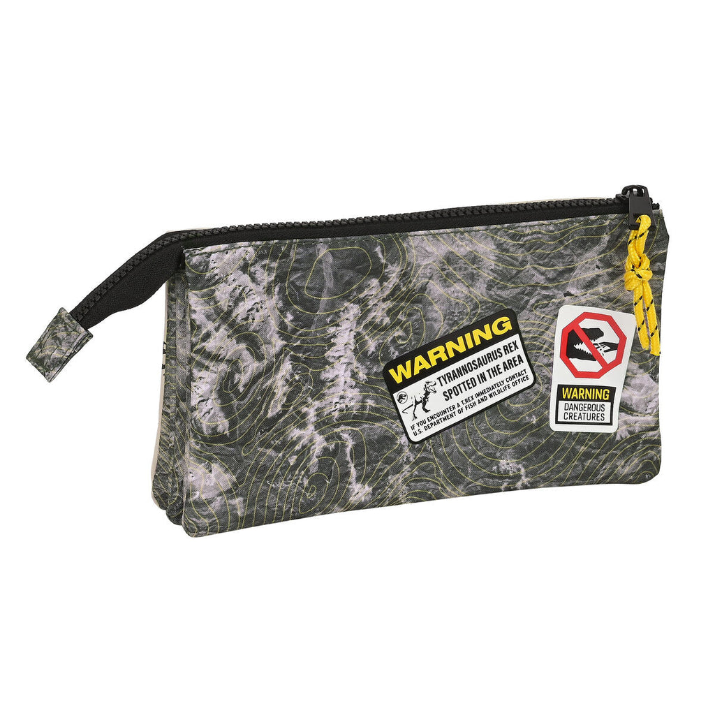 Zweifaches Mehrzweck-Etui Jurassic World Warning Grau 22 x 12 x 3 cm