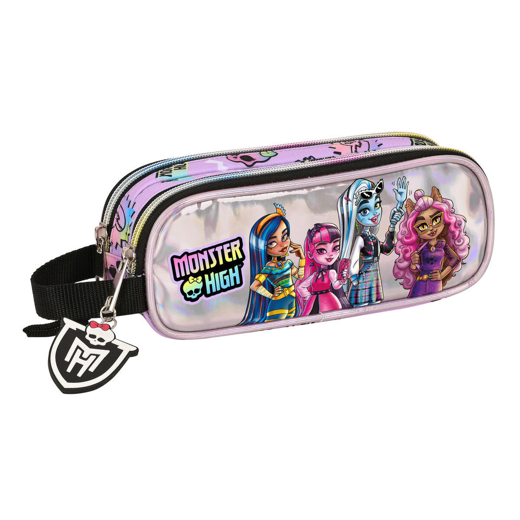 Zweifaches Mehrzweck-Etui Monster High Best boos Lila 21 x 8 x 6 cm