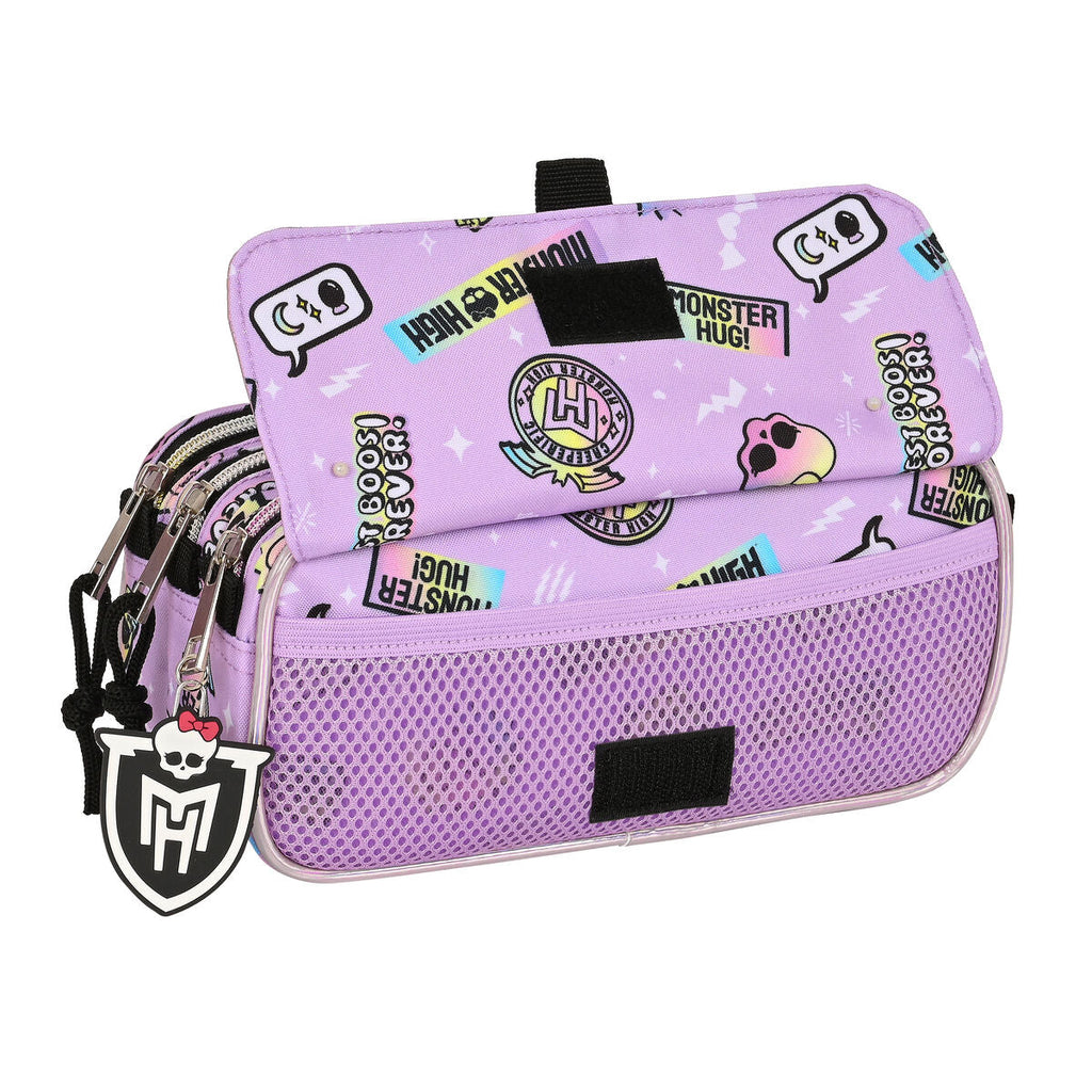 Zweifaches Mehrzweck-Etui Monster High Best boos Lila 21,5 x 10 x 8 cm