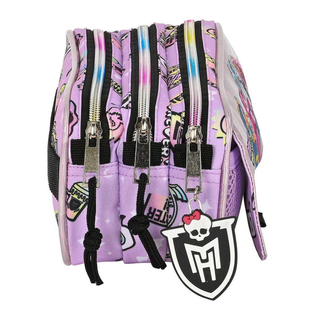 Zweifaches Mehrzweck-Etui Monster High Best boos Lila 21,5 x 10 x 8 cm