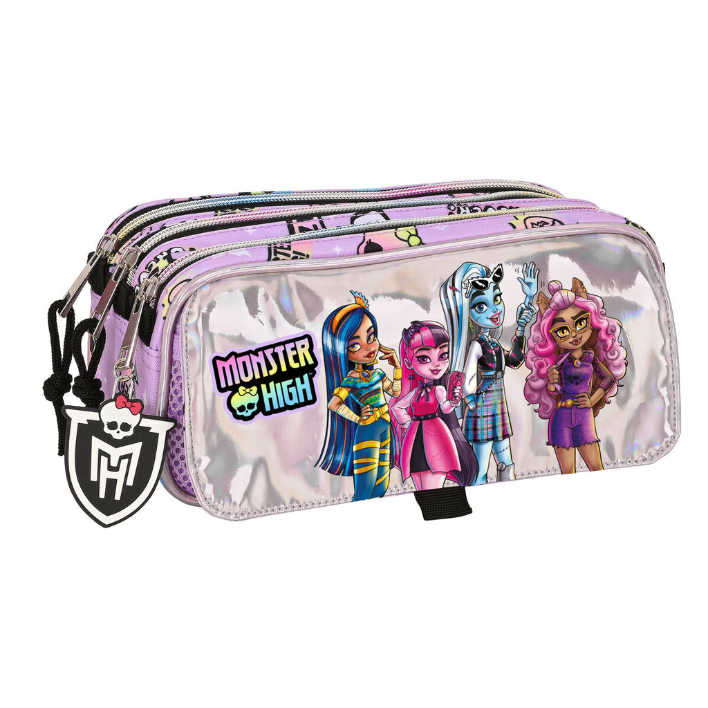 Zweifaches Mehrzweck-Etui Monster High Best boos Lila 21,5 x 10 x 8 cm