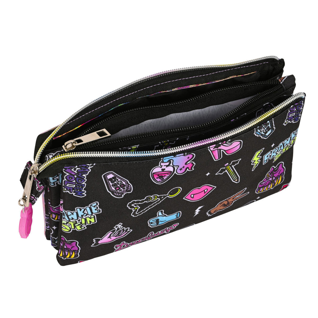 Zweifaches Mehrzweck-Etui Monster High Creep Schwarz 22 x 12 x 3 cm