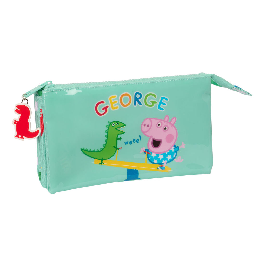 Zweifaches Mehrzweck-Etui Peppa Pig George Minze 22 x 12 x 3 cm