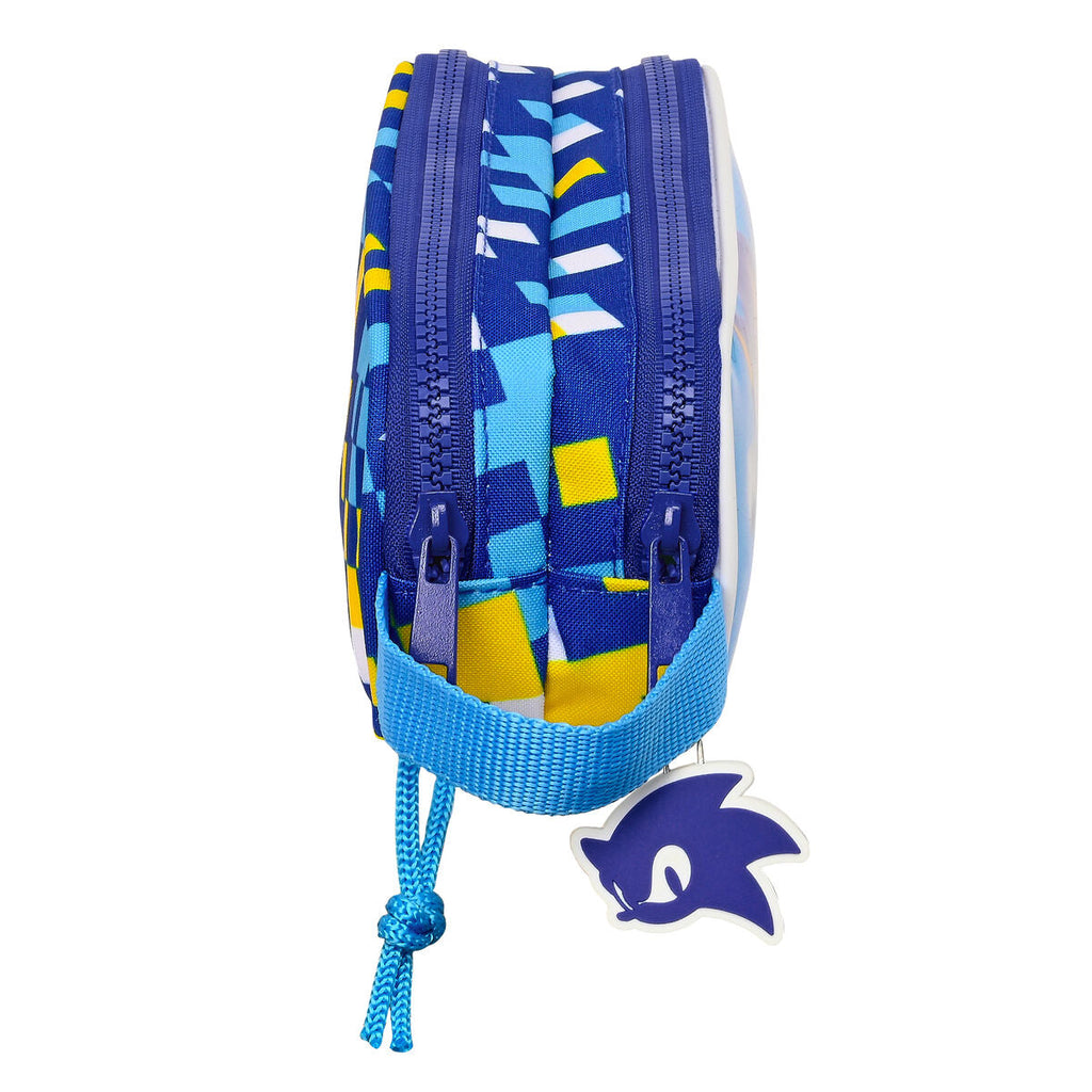 Zweifaches Mehrzweck-Etui Sonic Speed Blau 21 x 8 x 6 cm