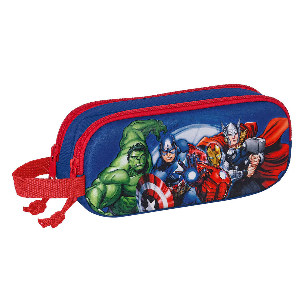 Zweifaches Mehrzweck-Etui The Avengers 3D Marineblau 21 x 8 x 6 cm